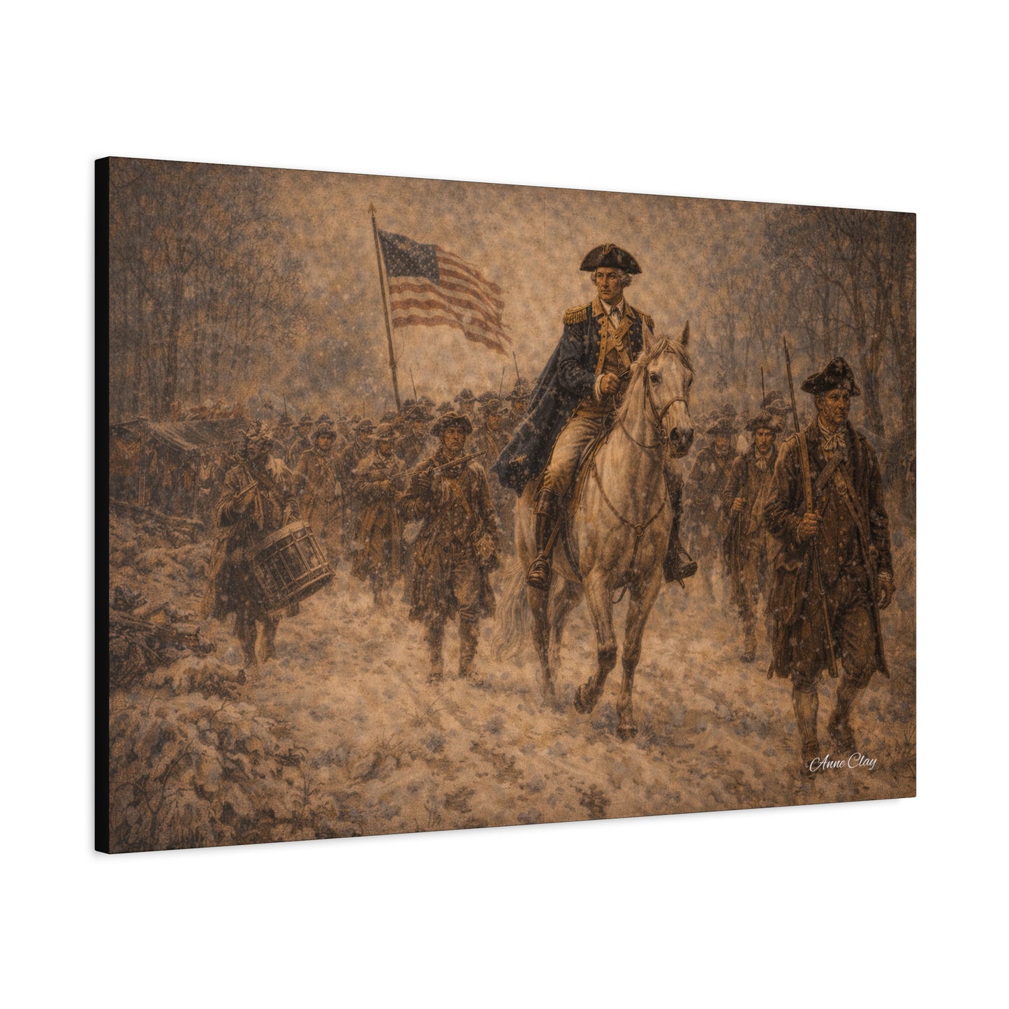 George Washington Revolutionary War Canvas Print — Historic American Flag Wall Art