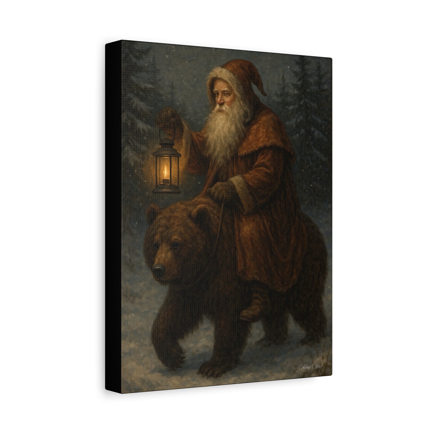 Vintage Santa Bear Canvas Wall Art