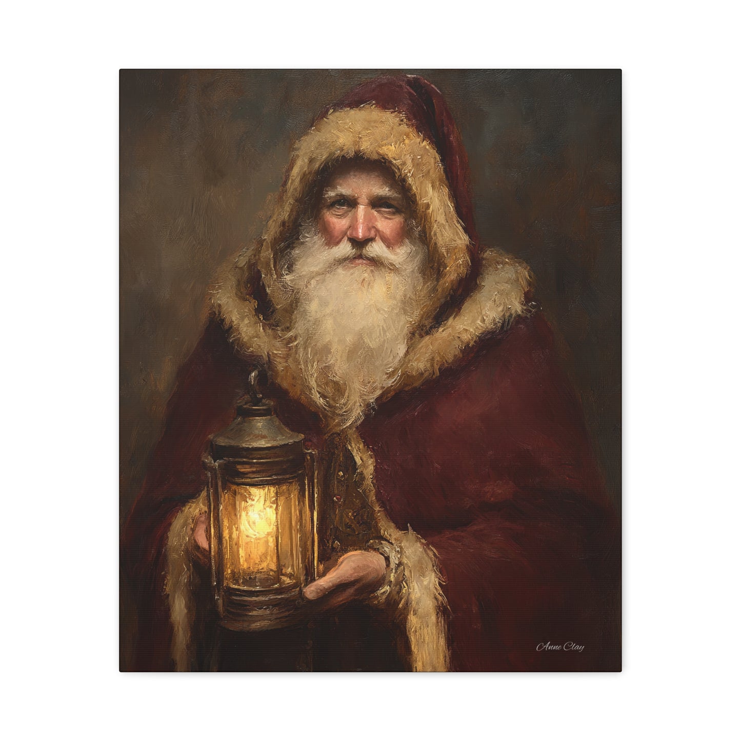 Firelight Santa Matte Canvas, Stretched, 1.25"
