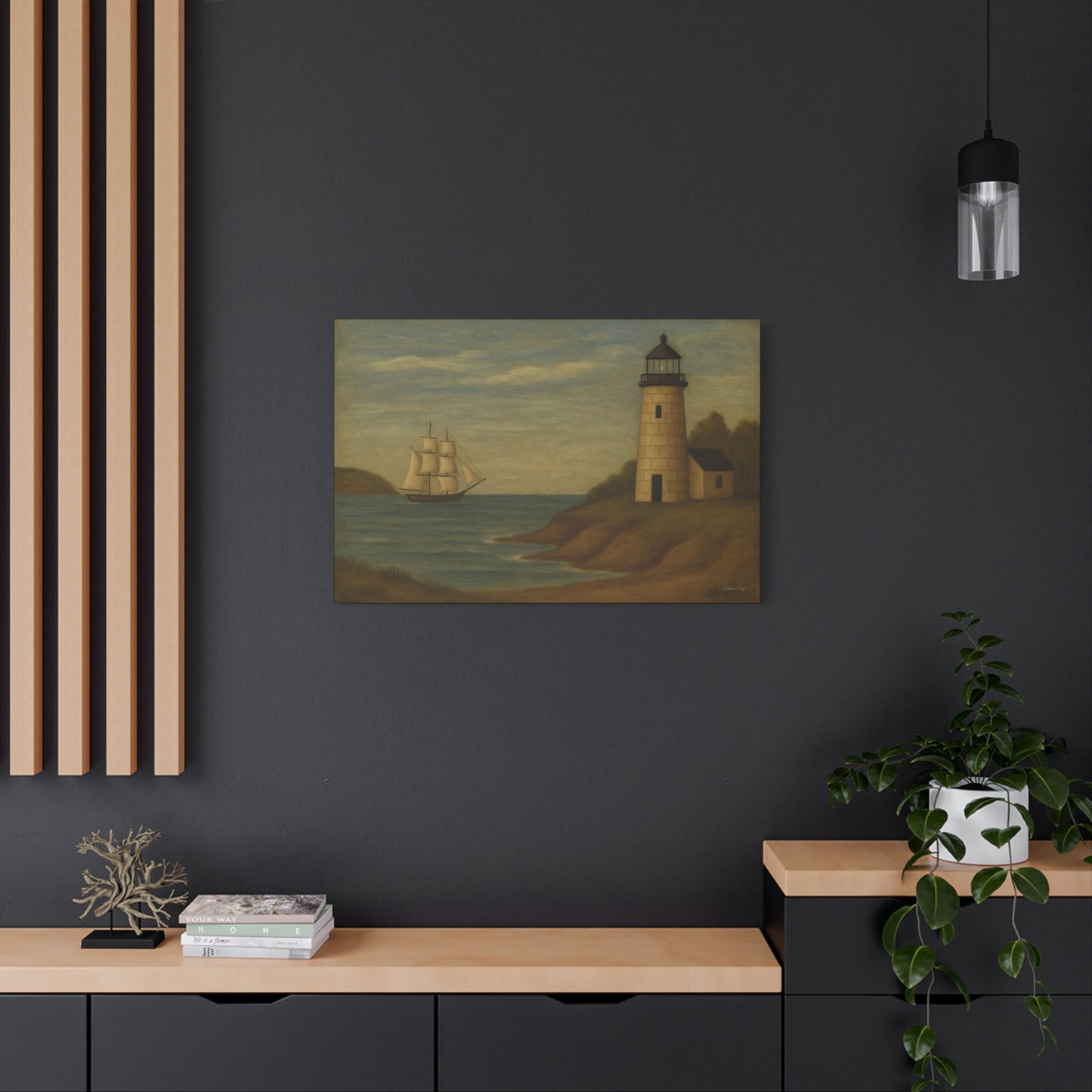 Nautical Canvas Art, Coastal Lighthouse Wall Decor, Home Living Room Decoration, Beach House Gift, Maritime Art Print, Ocean Theme Artwork