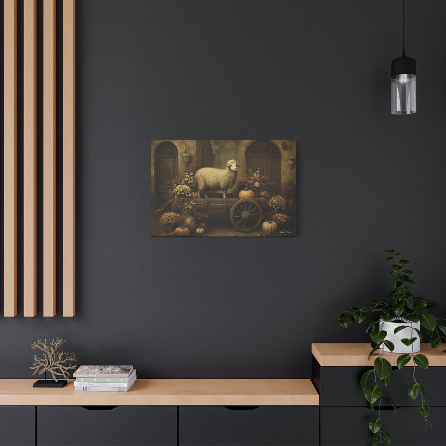 Rustic Farmhouse Canvas Print, Sheep Wall Art for Home Decor, Farmhouse Style Decor, Autumn Wall Art, Gift for Animal Lovers