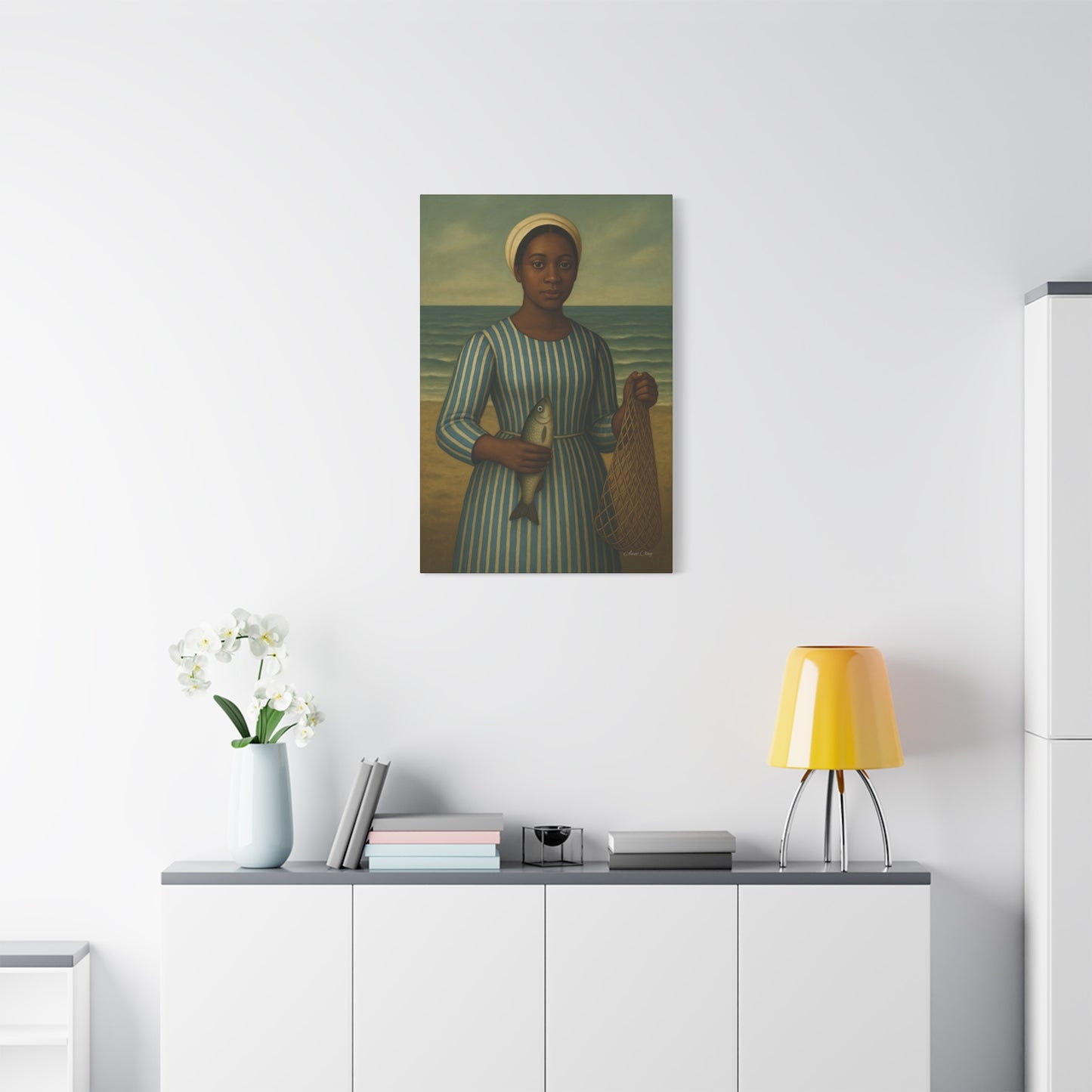 Seaside Portrait Canvas Art, Wall Decor, Vintage Artwork, Coastal Home Decor, Fishing Theme, Nautical Gift, Living Room Wall Art