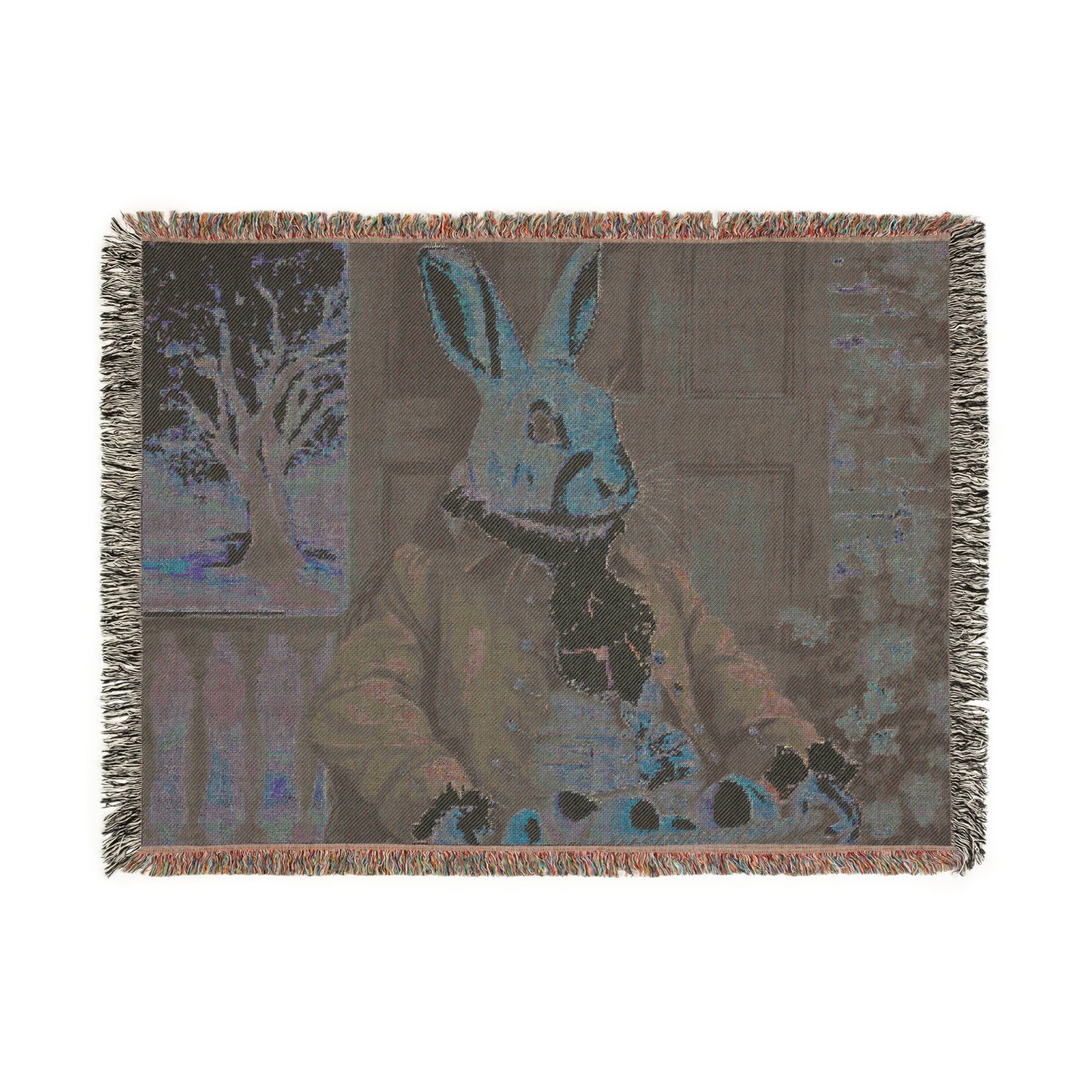 Whimsical Rabbit Tapestry Blanket - Cozy Vintage Home Decor