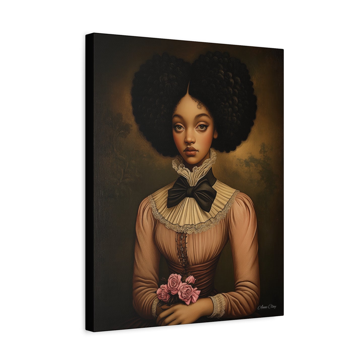 Beautiful Vintage Matte Canvas Wall Art, Floral Girl Portrait, Home Decor, Gift for Her, Living Room, Wedding Decor, Artwork