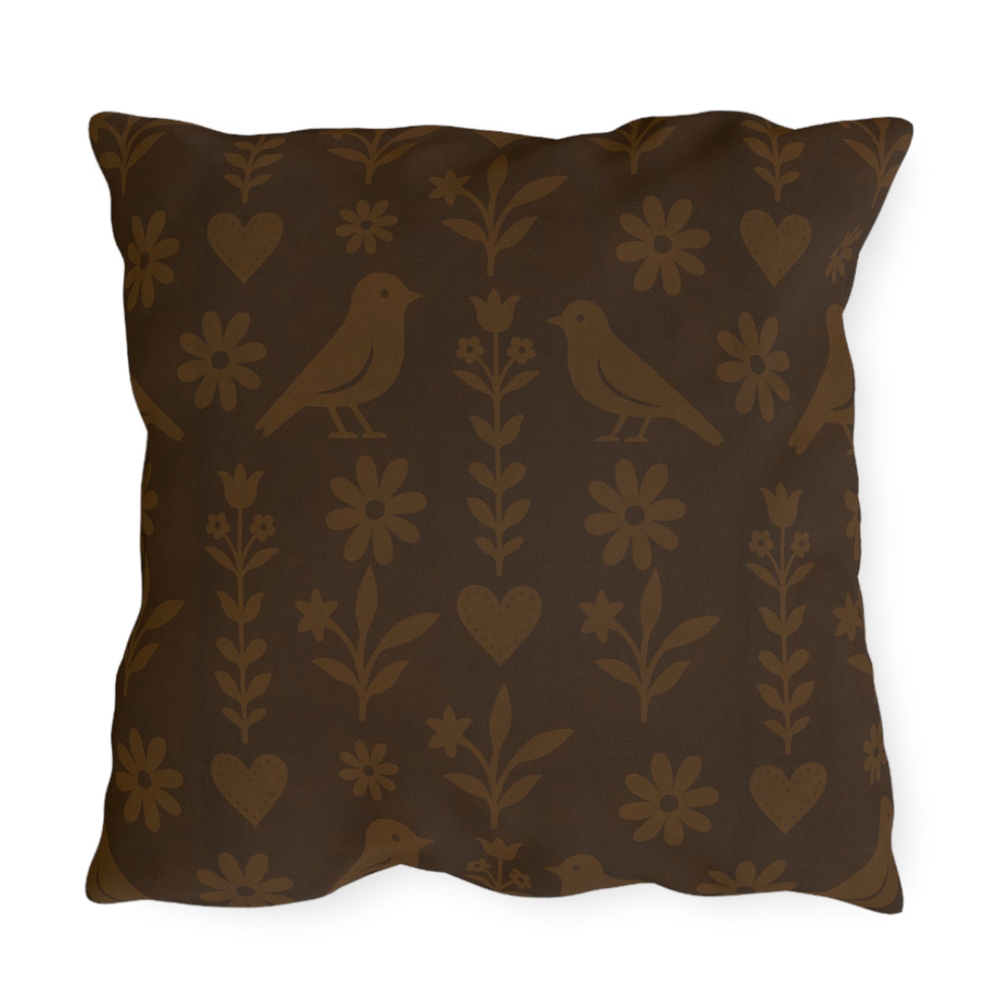 Cozy Floral Outdoor Pillows, Garden Seating Decor, Bird Motif Cushion, Patio Accent Throw, Boho Home Essentials