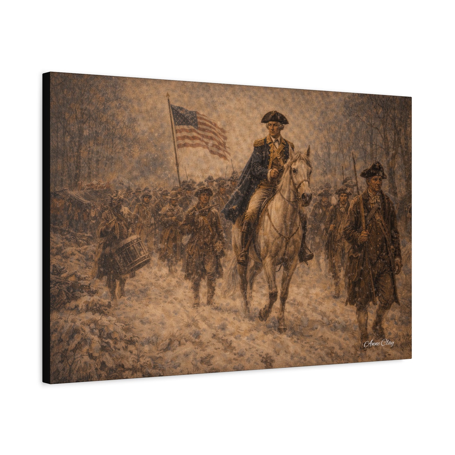 George Washington Revolutionary War Canvas Print — Historic American Flag Wall Art