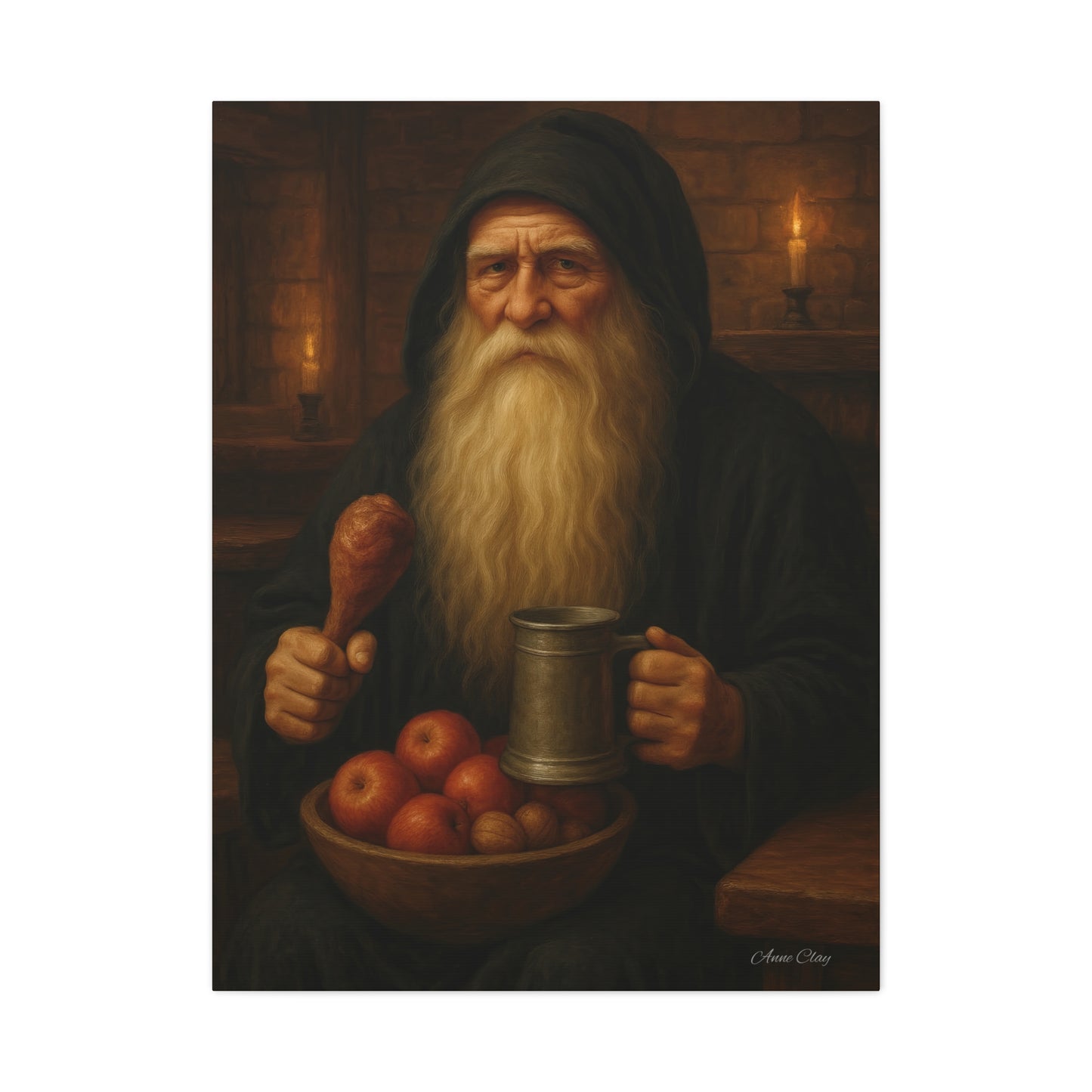 Rustic Canvas Wall Art: Wise Man with Feast