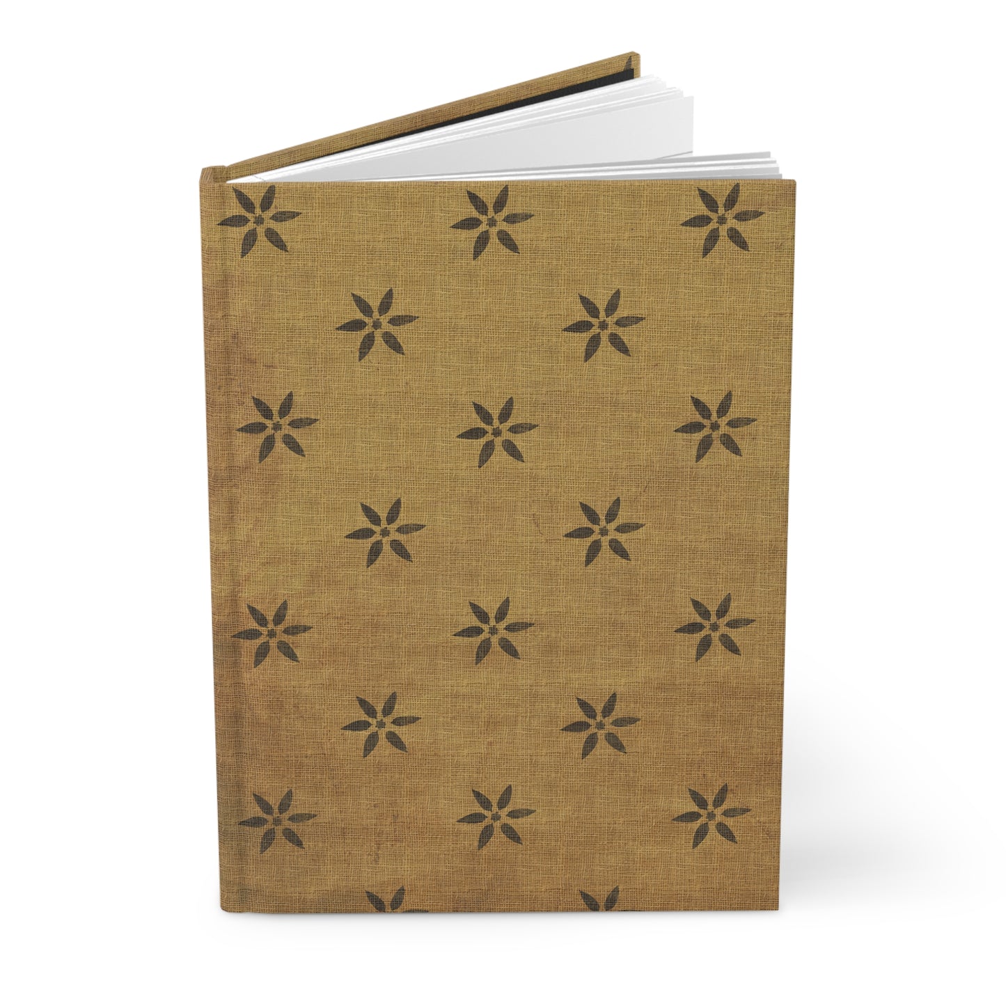Black Petals Grunge Stencil Hardcover Journal Matte