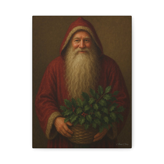 Happy Santa, Festive Santa Canvas Wall Art, Holiday Decor, Christmas Wall Hanging, Vintage Santa Art, Gift for New Home