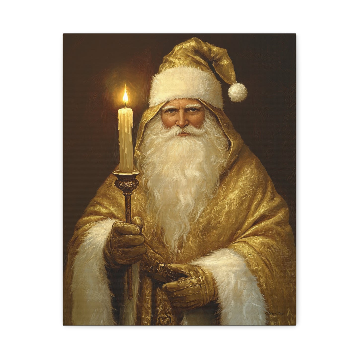 Golden Glow Santa Matte Canvas, Stretched, 1.25"