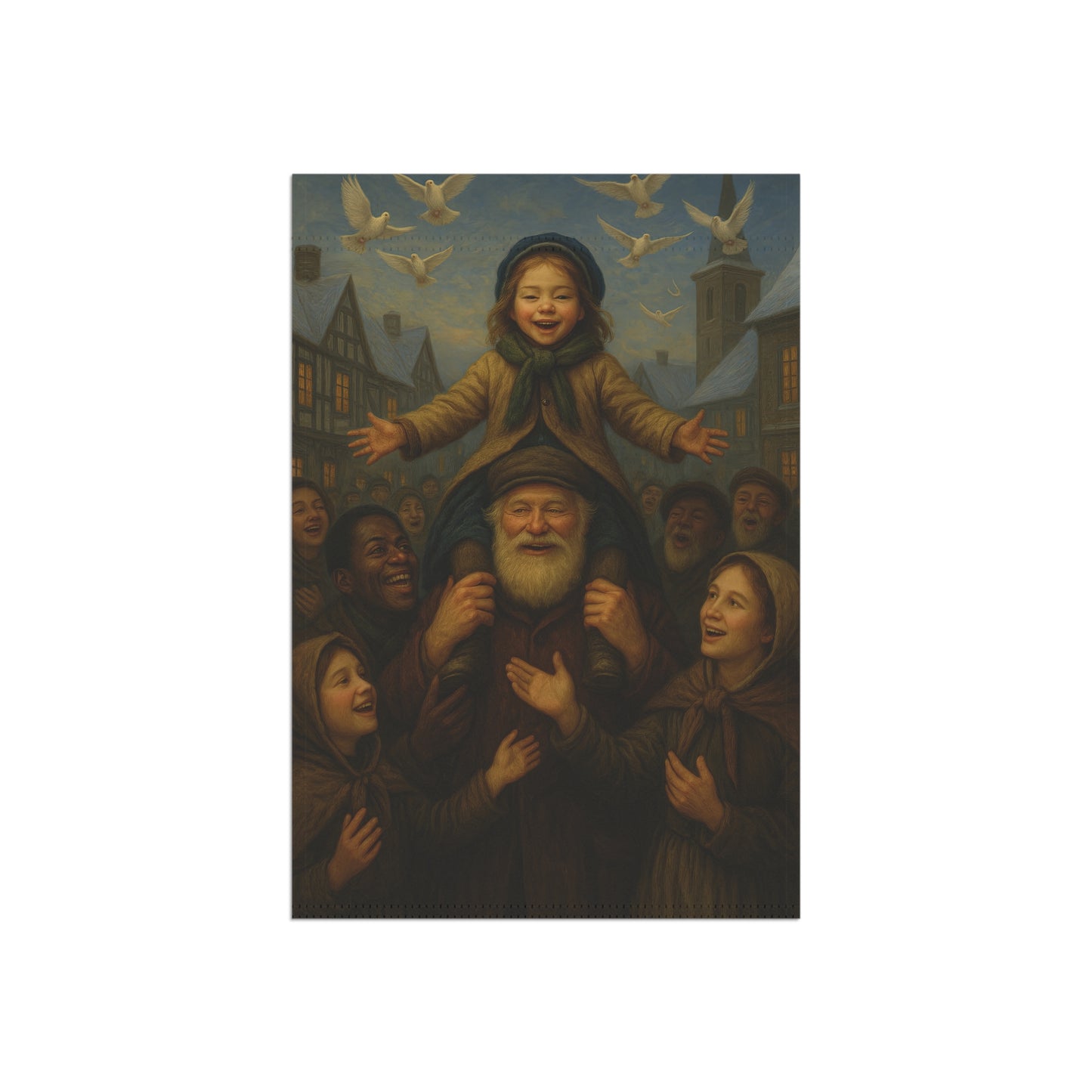 Whimsical Garden Banner with Family Scene