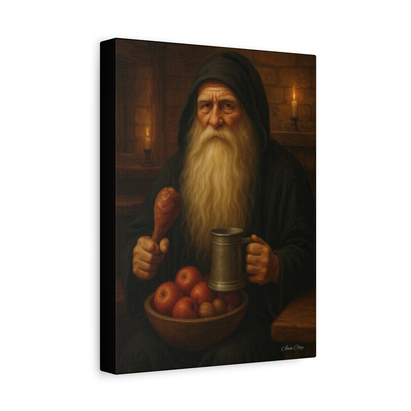 Rustic Canvas Wall Art: Wise Man with Feast