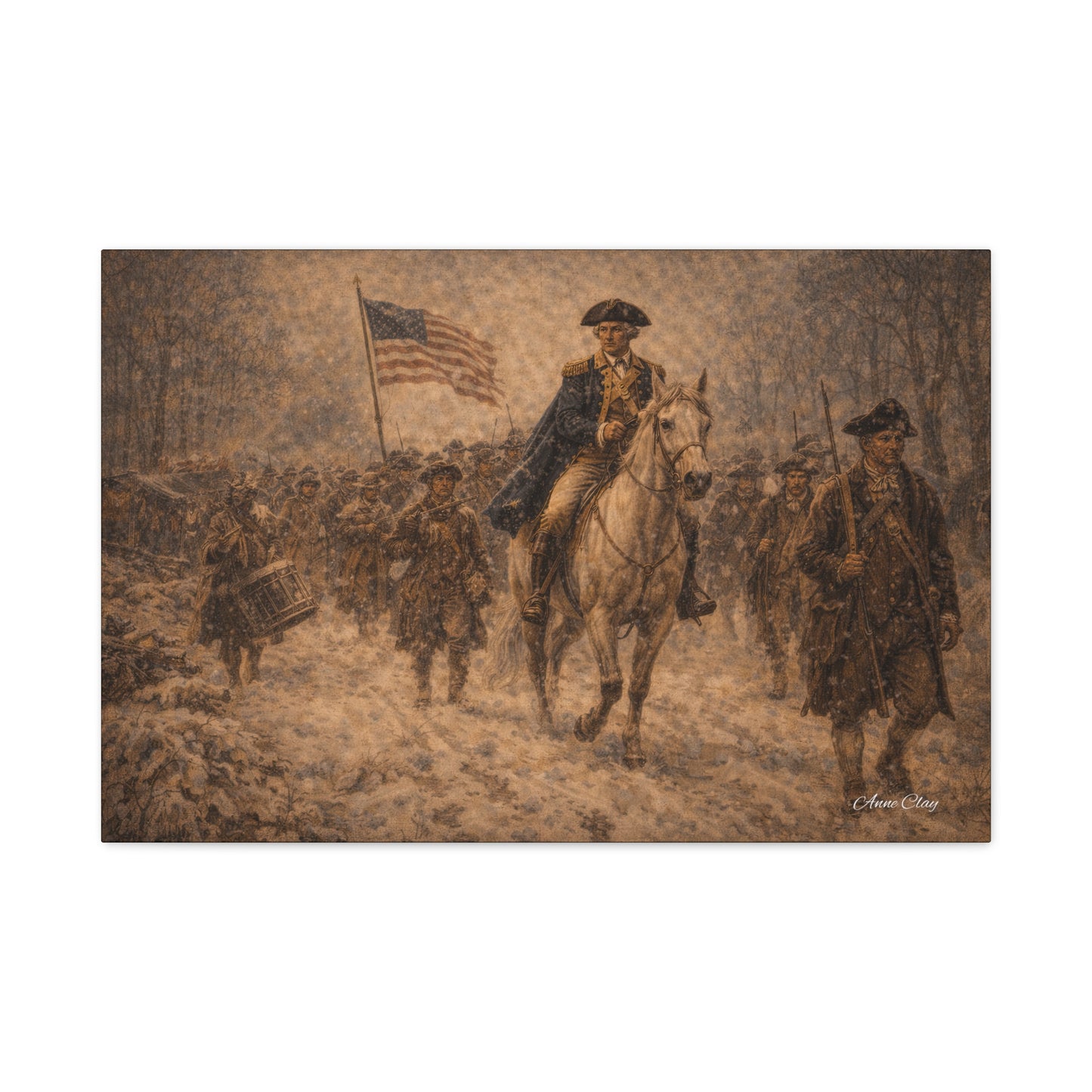 George Washington Revolutionary War Canvas Print — Historic American Flag Wall Art