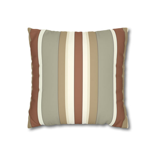 Fantasy Collection Taupe Stripes Faux Suede Square Pillowcase