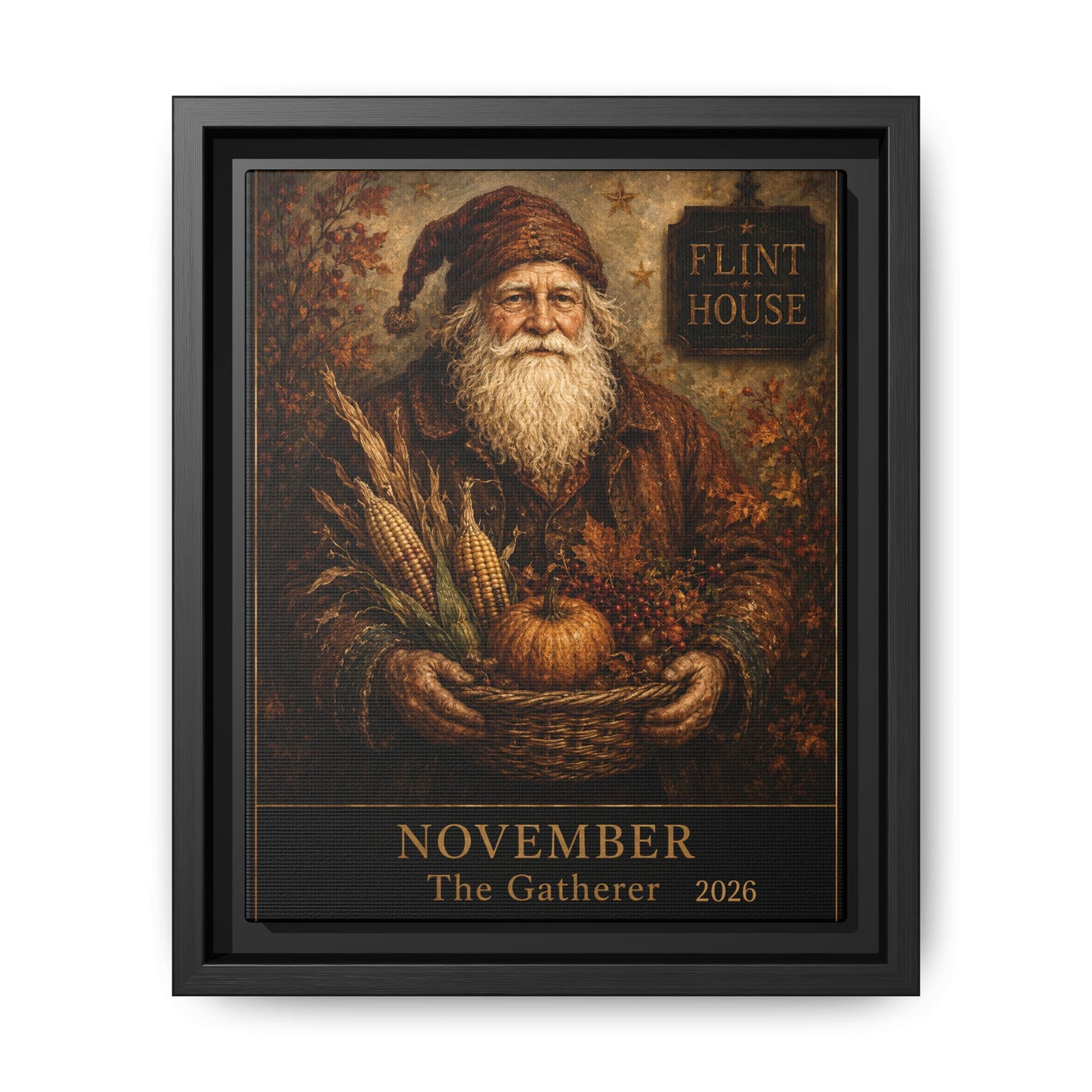 November The Gatherer Framed Canvas Wall Art FLINT HOUSE COLLECTIBLE