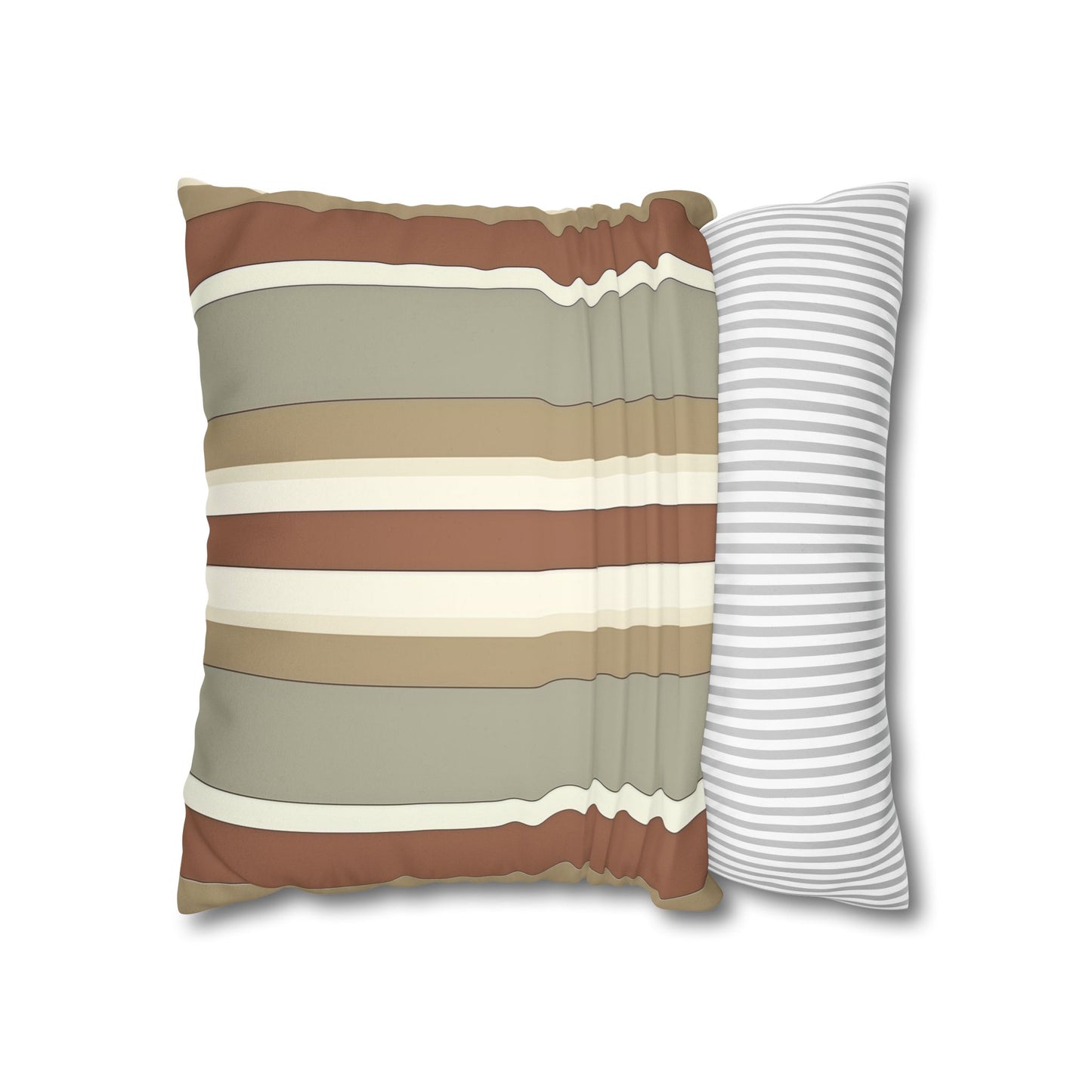 Fantasy Collection Taupe Stripes Faux Suede Square Pillowcase